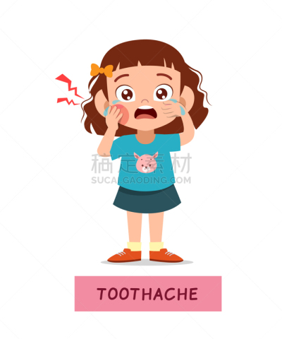 儿童,矢量,女孩,可爱的,健康保健,牙医,面部表情,变形链球菌,童年,绘画插图
