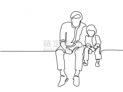 父子,分离着色,男孩,轮廓,创造力,人,男人,家庭,坐,相伴