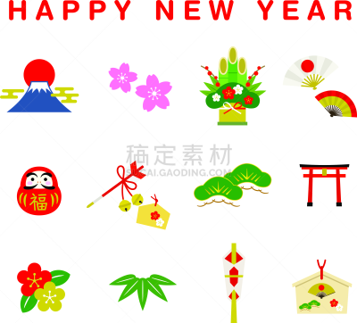 新年前夕,绘画插图,圣伯纳犬,华丽的,云景,背景分离,一月,云,梅子,东亚
