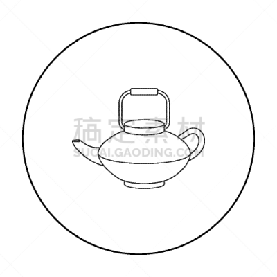 分离着色,轮廓,白色,日本钢茶壶,计算机图标,饮料,亚洲,传统,热,锅