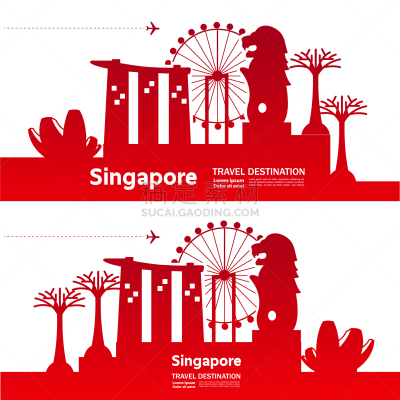 新加坡市,旅游目的地,旅途,概念,图像,现代,飞机,矢量,度假,设计