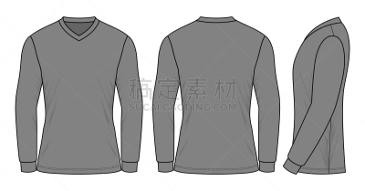 模板,长的,矢量,灰色,足球服,袖子