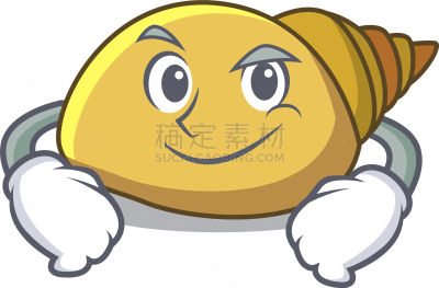 假笑,软体动物,性格,贝壳,卡通,可爱的,螺线,洞,野生动物,食品