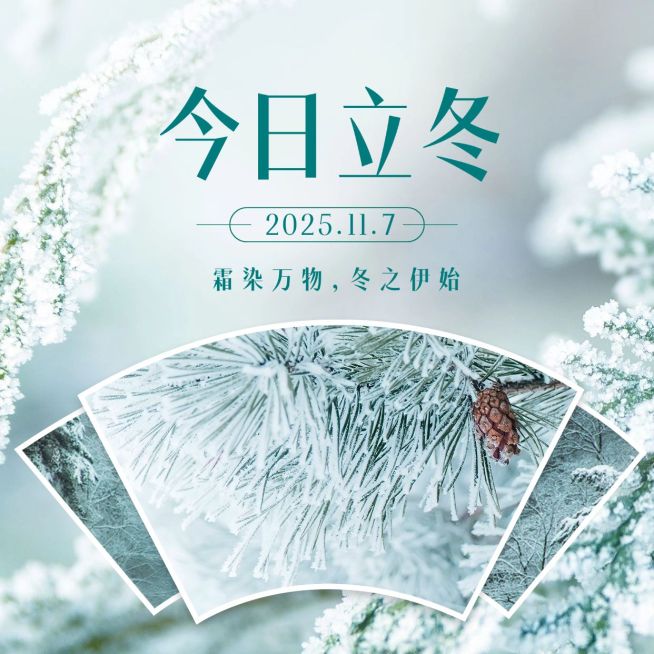 立冬节气实景创意图框方形海报预览效果