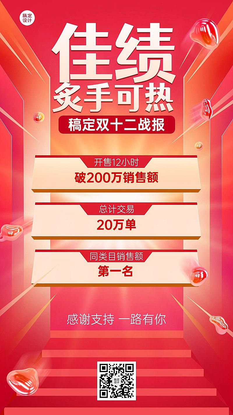 双十二企业商务业绩喜报战报手机海报