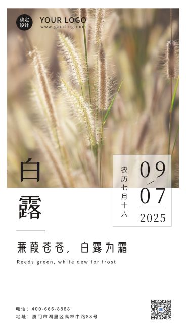 白露节气早安祝福秋天问候手机海报预览效果