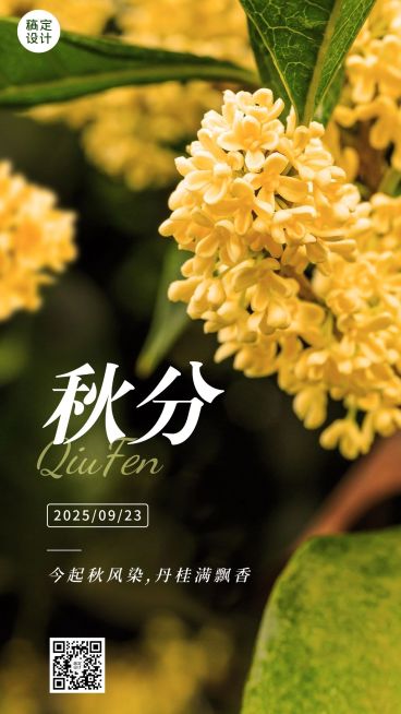 通用秋分节气祝福实景手机海报预览效果