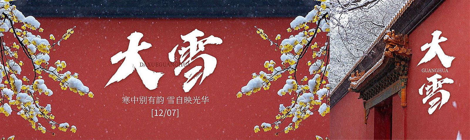 大雪节气实景摄影图下雪公众号双封面