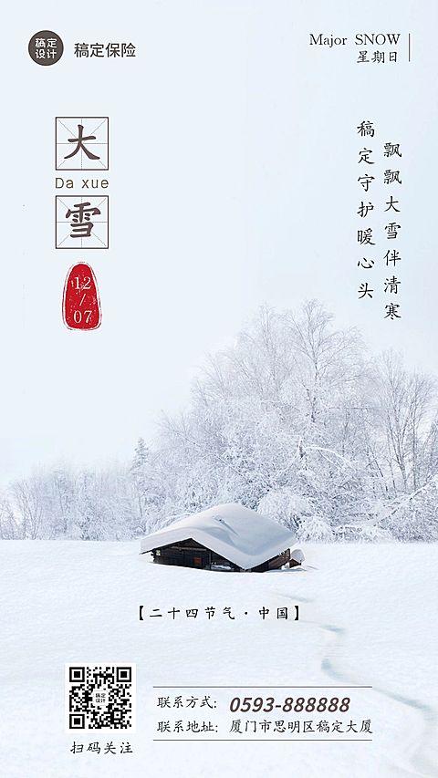 大雪金融保险节气祝福冬季海报