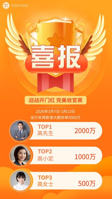 金融保险表彰颁奖喜庆风海报预览效果