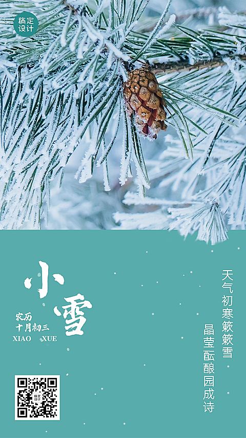 小雪节气祝福问候实景手机海报