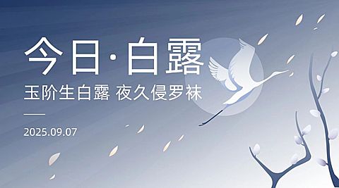 白露节气祝福手绘简约横版海报