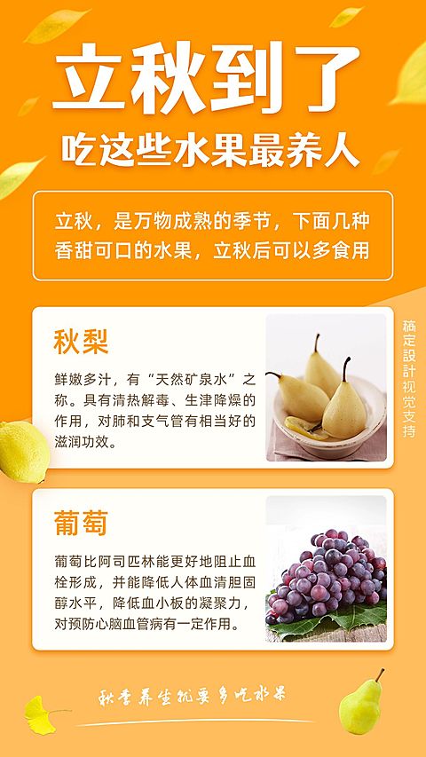 立秋百科结合产品水果营销海报