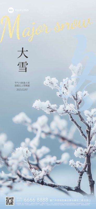 大雪节气冬天下雪摄影图海报AIGC预览效果
