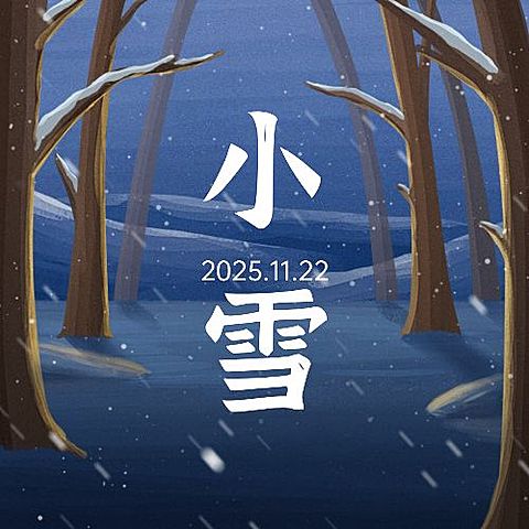 小雪节气祝福问候雪地灯光插画公众号次图