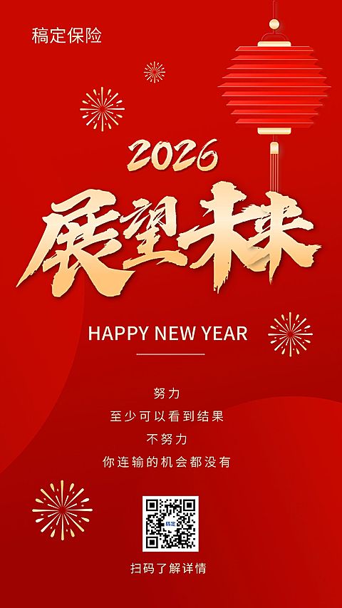 新年元旦春节金融保险节日祝福激励喜庆手机海报