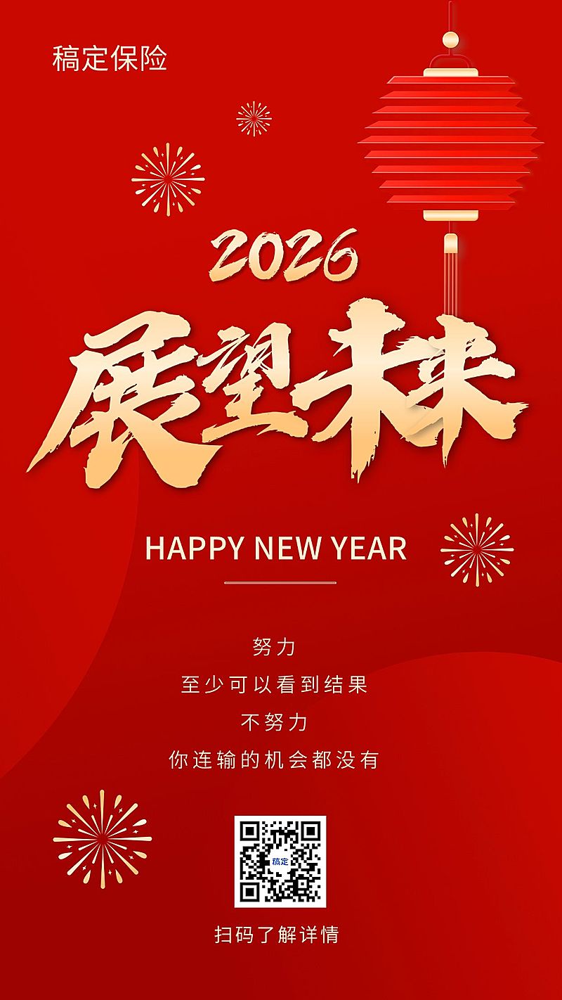 新年元旦春节金融保险节日祝福激励喜庆手机海报