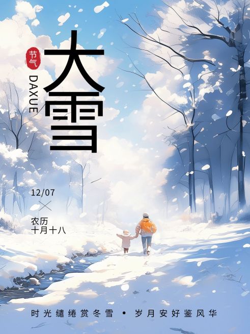 大雪节气祝福AI绘画小红书封面预览效果