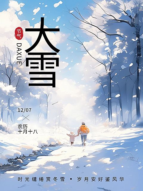 大雪节气祝福AI绘画小红书封面