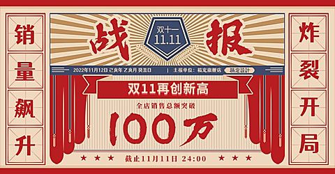 双11大促返场战报公告海报banner