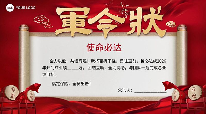 金融保险开门红员工激励军令状责任状