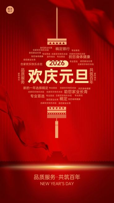 元旦金融保险节日祝福喜庆手机海报预览效果