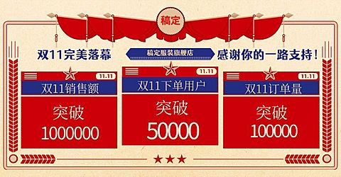 双11大促返场战报公告海报banner