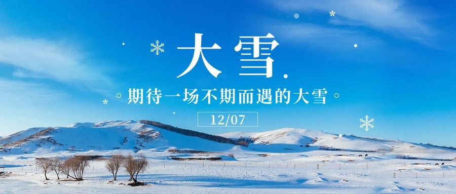 大雪节气实景飘雪简约公众号首图预览效果