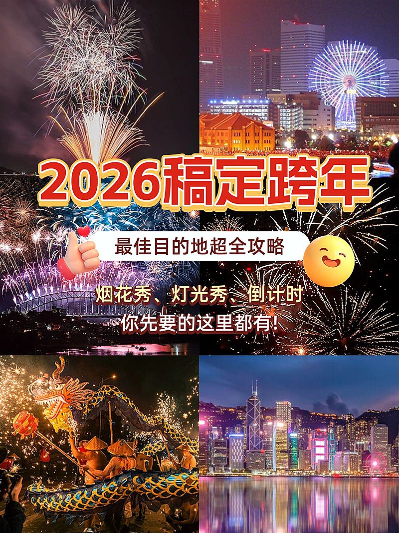 元旦新年跨年游玩攻略小红书封面aigc