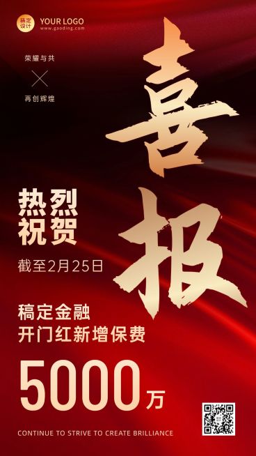 金融保险表彰喜报红金兔子海报预览效果
