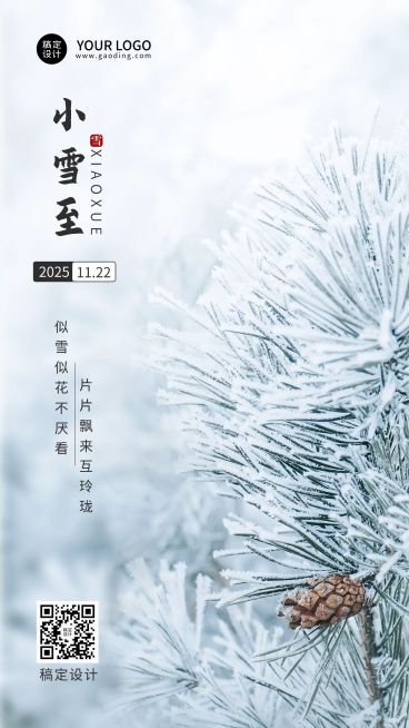新媒体小雪节气祝福手机海报排版预览效果