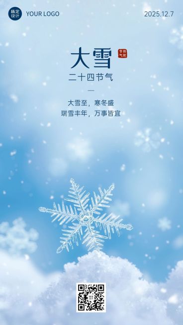 大雪金融保险节气祝福问候实景风手机海报预览效果