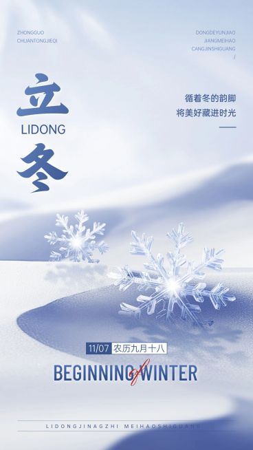 立冬节气祝福冬天雪地竖版海报预览效果