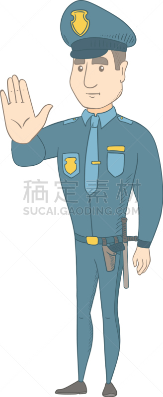 白色人种,警官,手势语,成年的,职业,人,男人,白色,出示,停止
