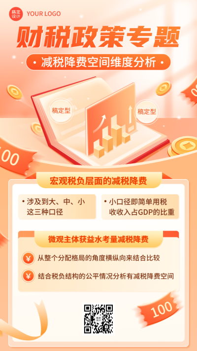 金融税收政策解读知识科普轻拟物风手机海报套装