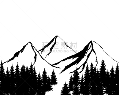 针叶树,绘画插图,白色,地形,山,矢量,分离着色,徒步旅行,概念,背景