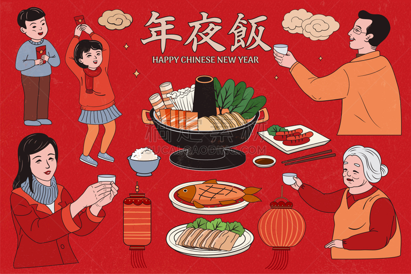 人,留尼旺岛,晚餐,舞台,亚洲,传统,红色,灯笼,春节,中国灯笼