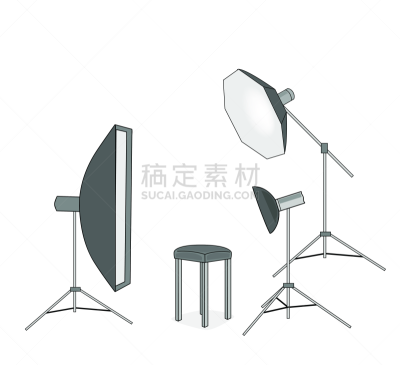 空的,设备用品,绘画插图,摄影师,矢量,工作场所,照明设备,事件,技术,椅子