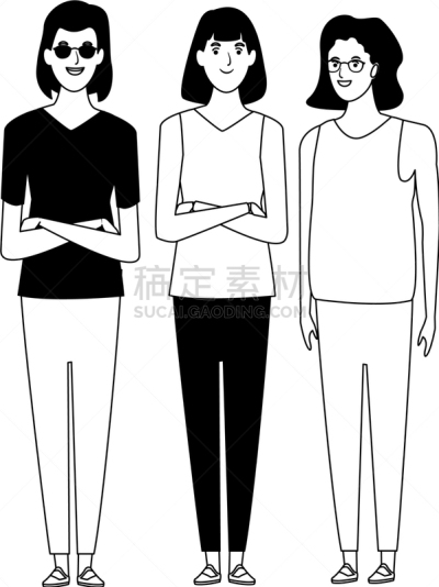 女人,头像,动画片,黑白图片,可爱的,人,高雅,图像,美,设计