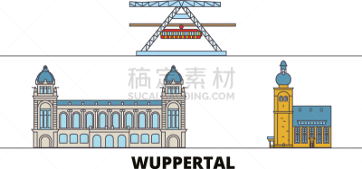 伍珀塔尔,德国,国际著名景点,公寓,商务,直的,餐馆,蜘蛛网,剪影