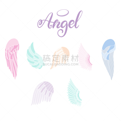 文字,天使,图标,单词,华丽的,模板,复古