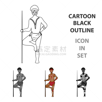 分离着色,土著人,计算机图标,动画片,时尚,华丽的,传统,人,男人,大洲