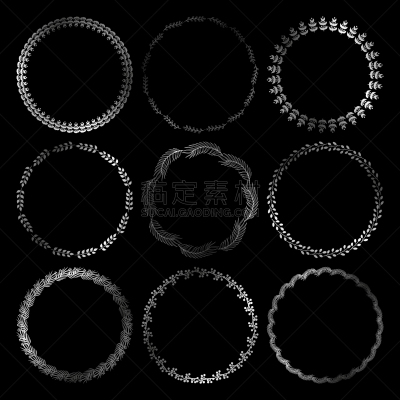 可爱的,草本,圆形,边框,银,花环,分离着色,白色,华丽的,请柬