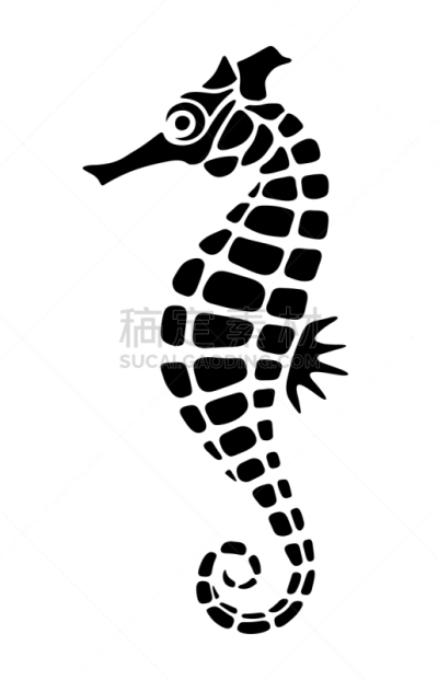 绘画插图,海马,矢量,黑色,背景分离,模板,动物,品牌名称,水生动植物,水下