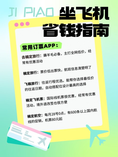 旅游交通运输机票攻略渐变弥散小红书配图预览效果