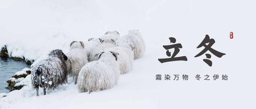 立冬节气全屏雪景简约公众号首图预览效果
