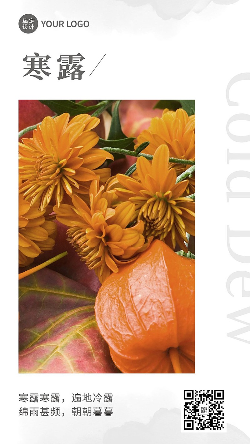 寒露节气祝福问候日签设计海报