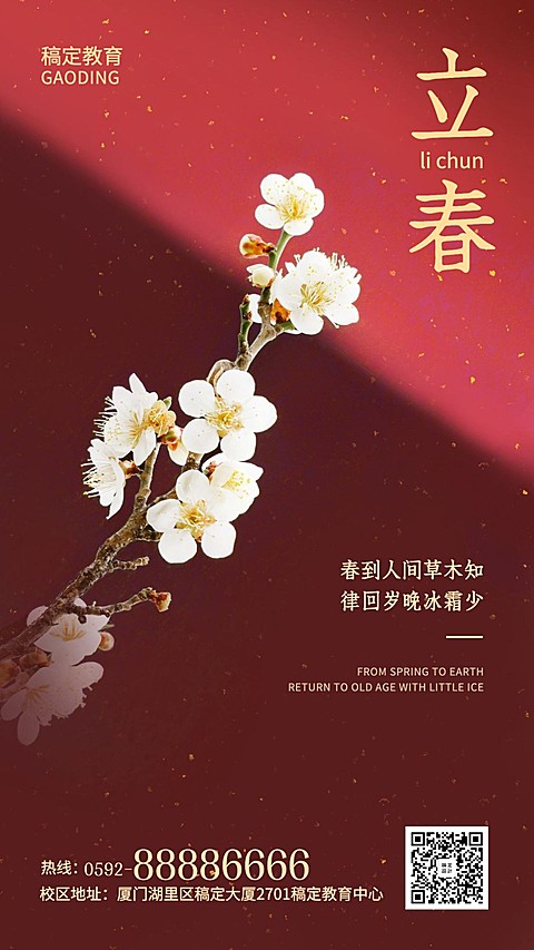 立春实景梅花喜庆手机海报