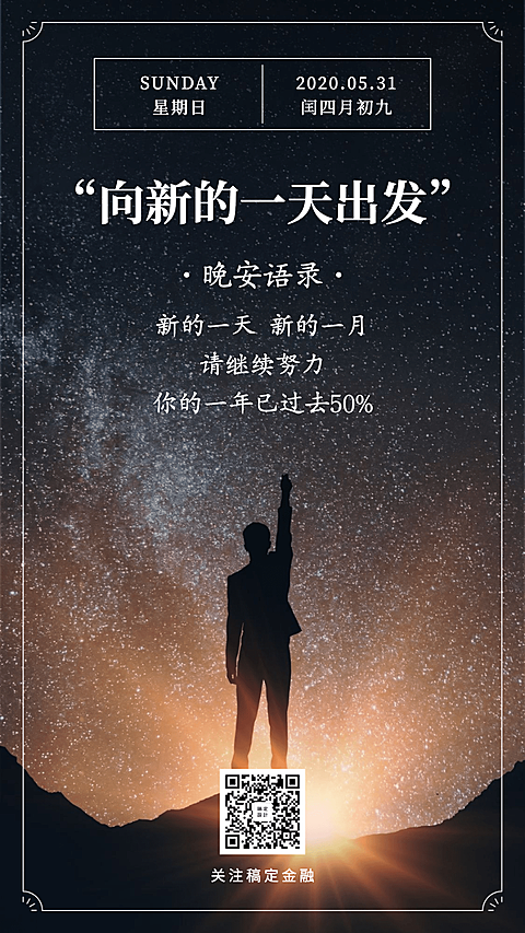 金融保险晚安语录向新的一天出发日签海报