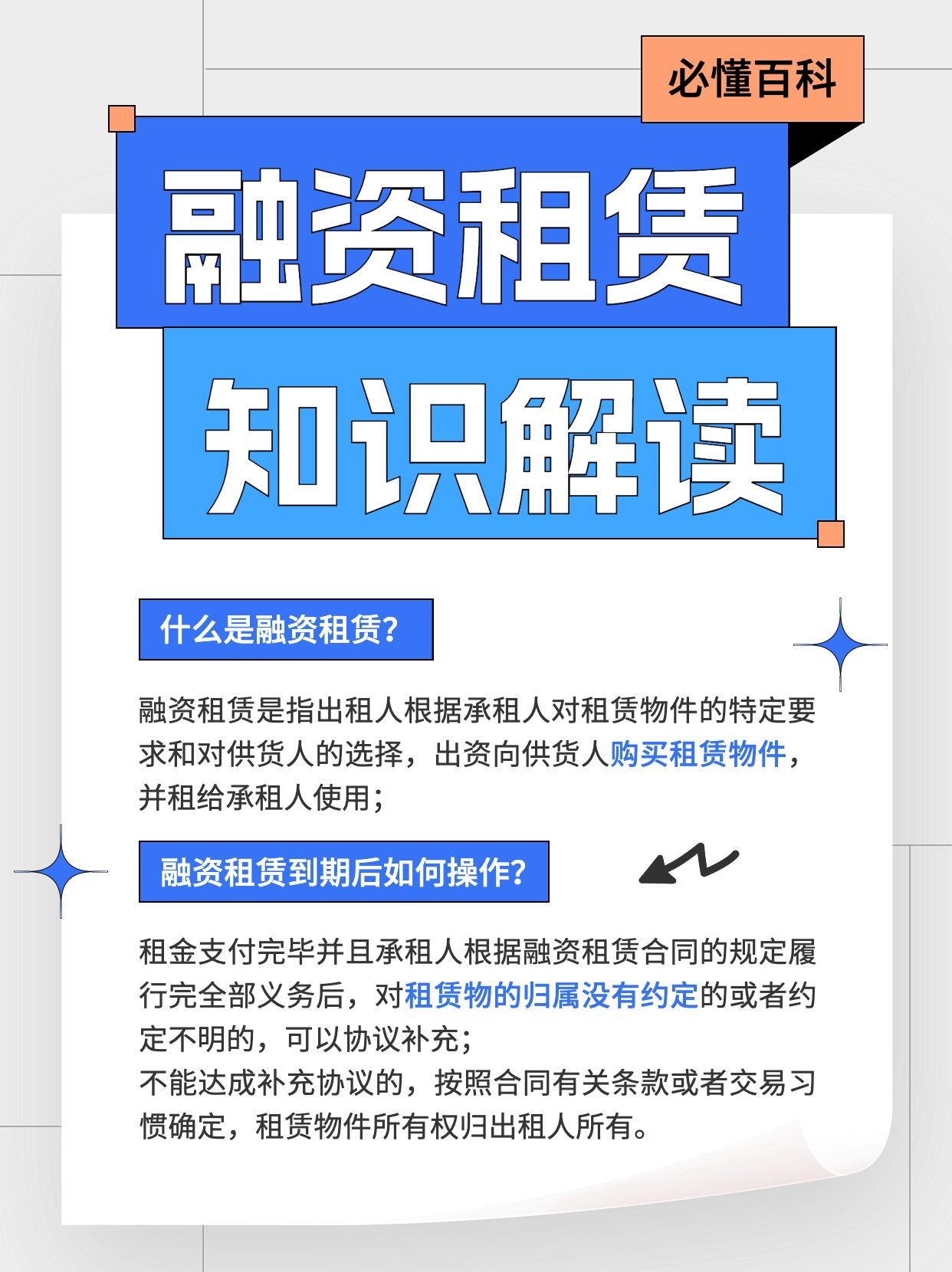 金融融资租赁知识科普解读简约风小红书配图